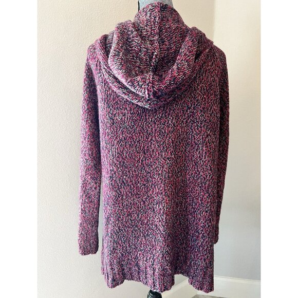 Fleur De Vie Collection Multicolored Long Cardigan Hooded Sweater Medium - Picture 3 of 6